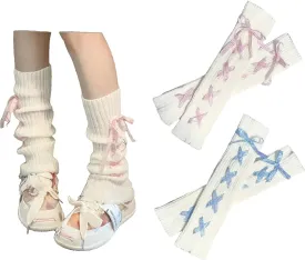 Women's Kawaii Knit Leg Warmers 80s Legwarmers Cute Costume Long Leg Socks for Ballet 2 Pairs