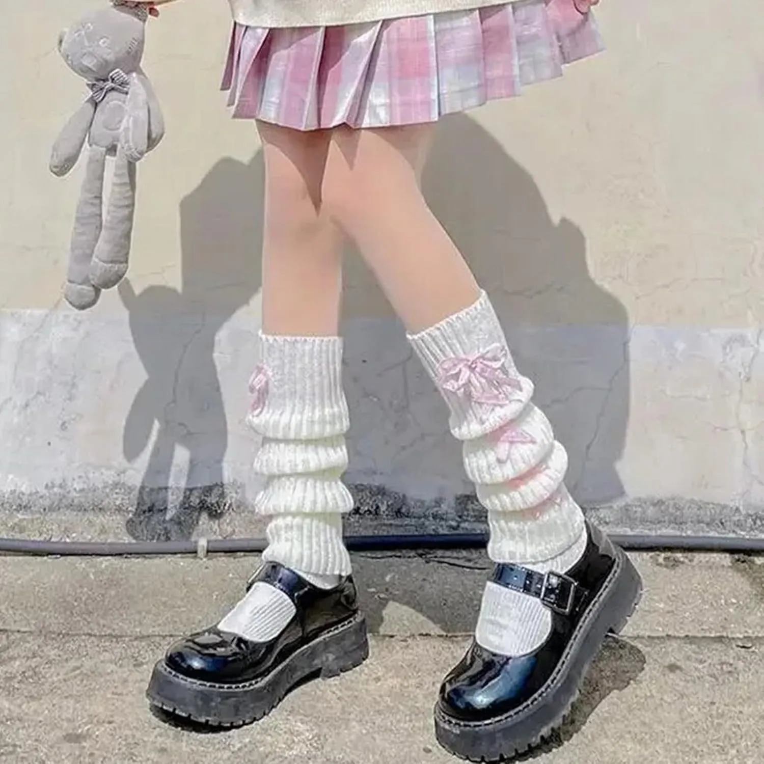 Women's Kawaii Knit Leg Warmers 80s Legwarmers Cute Costume Long Leg Socks for Ballet 2 Pairs
