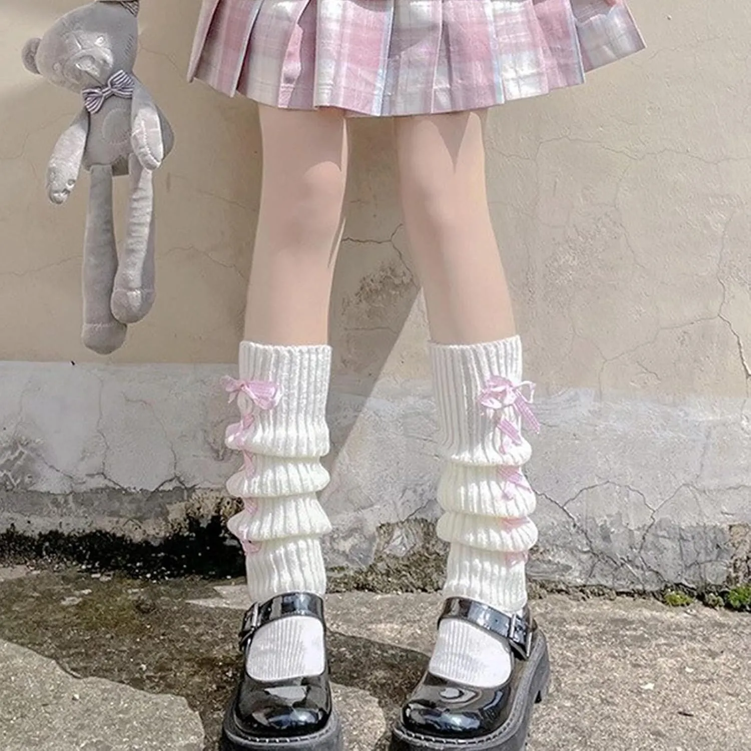 Women's Kawaii Knit Leg Warmers 80s Legwarmers Cute Costume Long Leg Socks for Ballet 2 Pairs