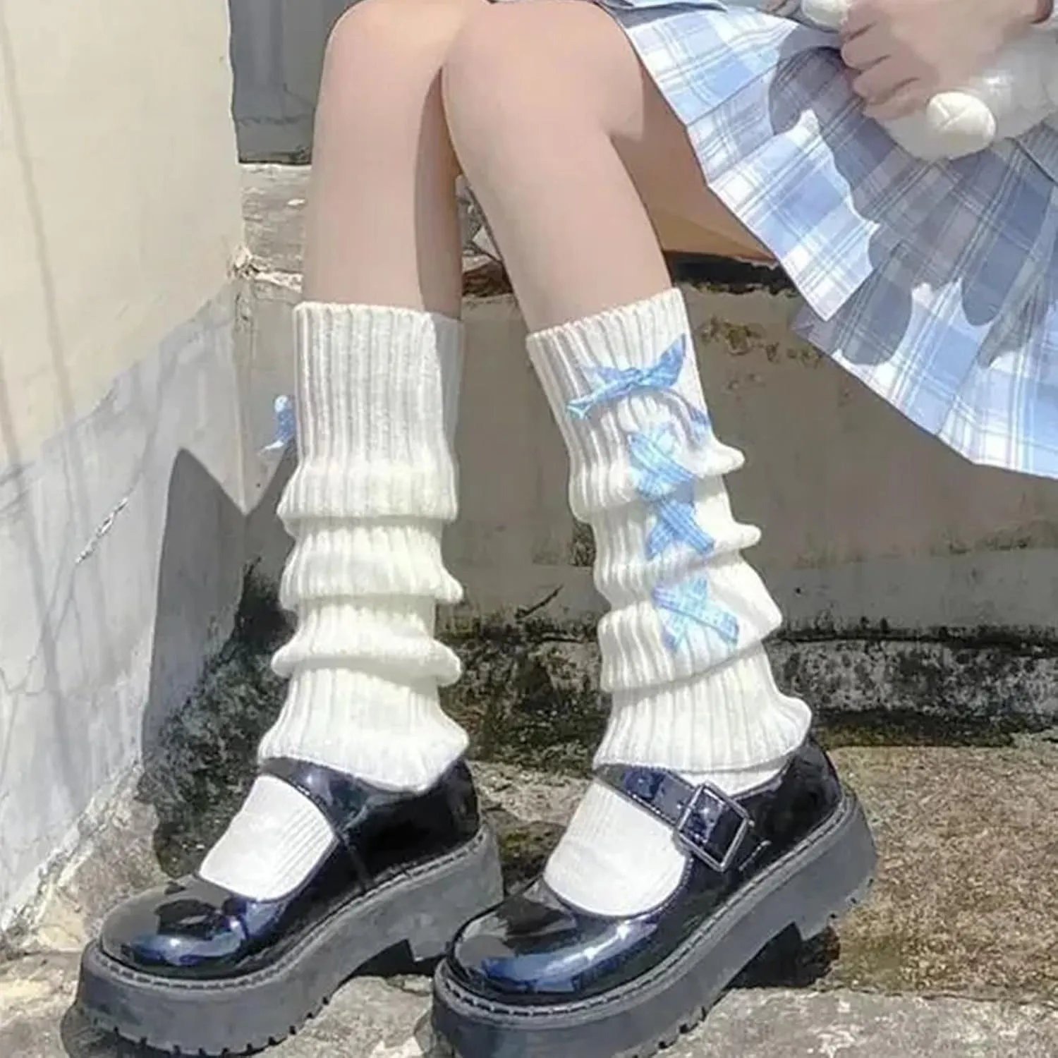 Women's Kawaii Knit Leg Warmers 80s Legwarmers Cute Costume Long Leg Socks for Ballet 2 Pairs
