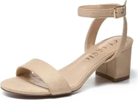 Women's Low Block Chunky Heels Ankle Strap Sandals Open Toe Nude Black Silver Heel for Women 2.3 Inches Wedding Party Prom Dress Pump Shoes