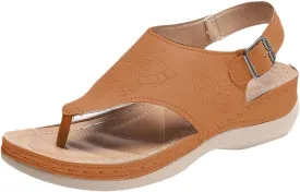 Womens Sandals Wide Width Orthotic Flip Flops Adjustable Ankle Strap Buckle Sandals Walking Slippers Arch Support Shoes Slip On Leather Vamp Platform Shoes Summer Fashion Beach Footwear