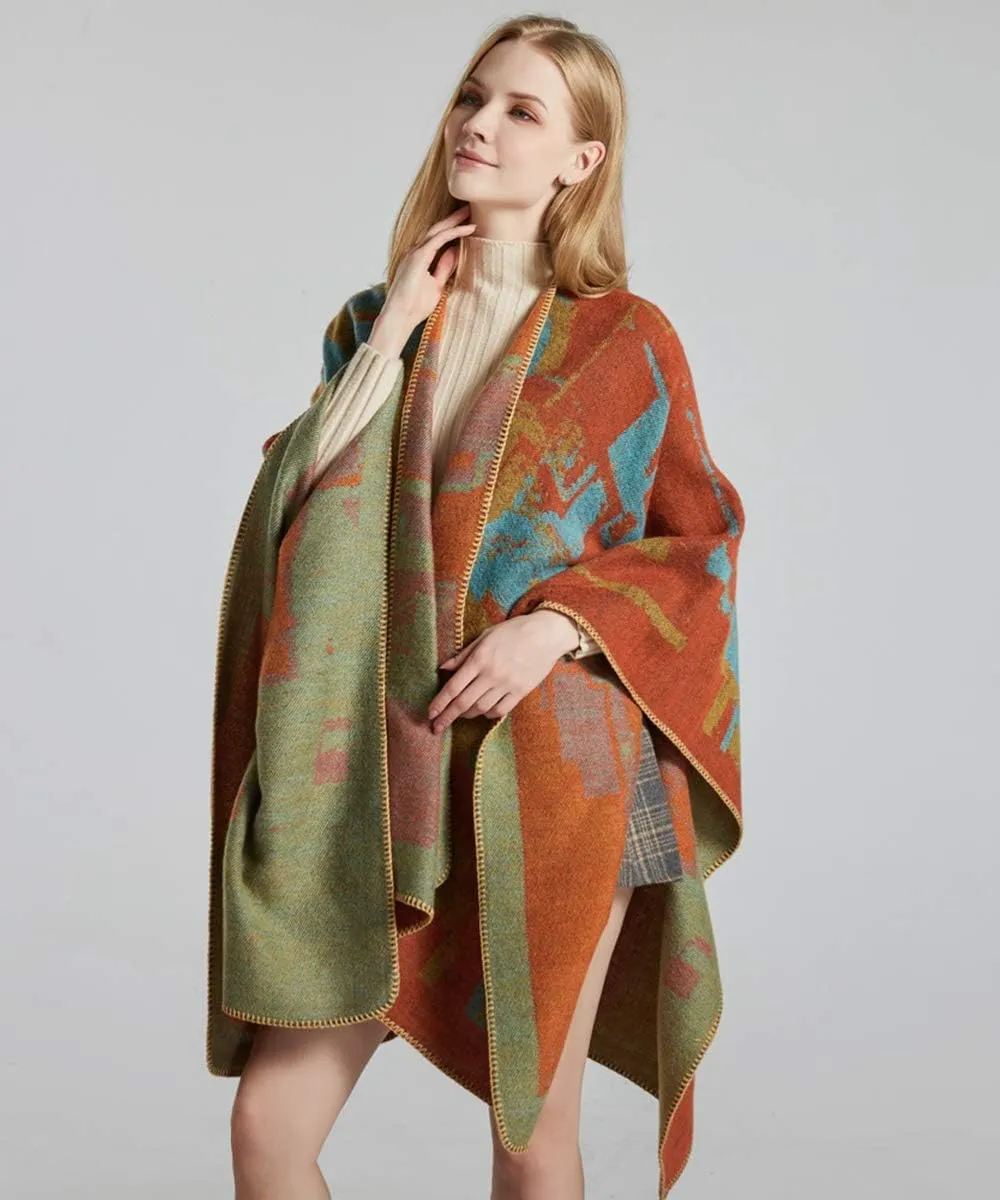 Women's Shawls and Wraps Open Front Poncho Cape Winter Sweater