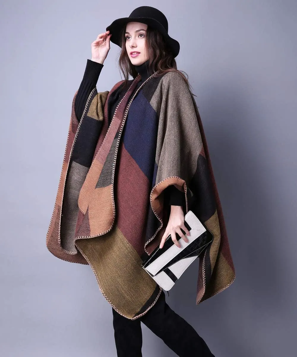 Women's Shawls and Wraps Open Front Poncho Cape Winter Sweater