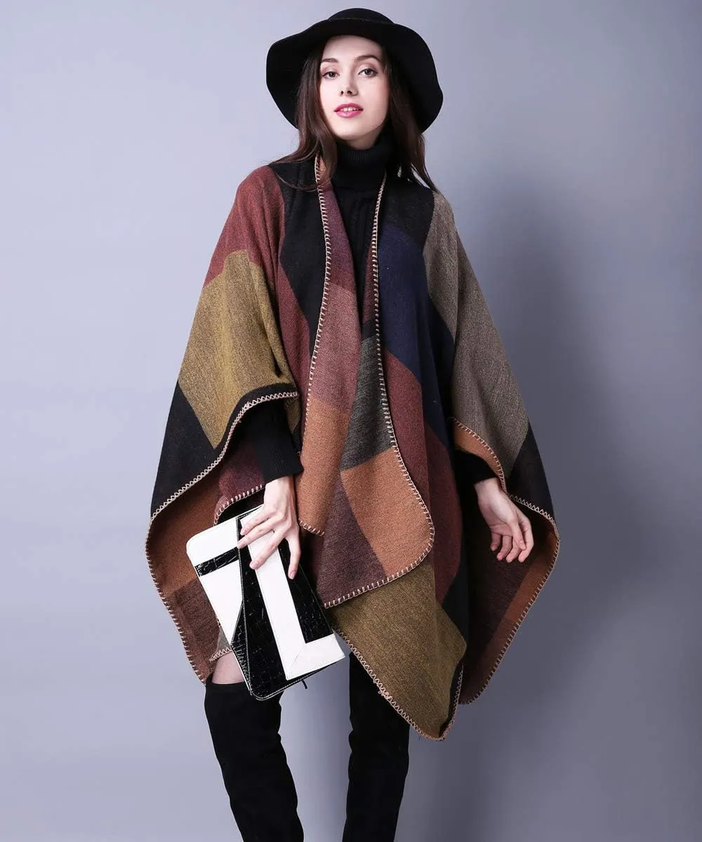 Women's Shawls and Wraps Open Front Poncho Cape Winter Sweater