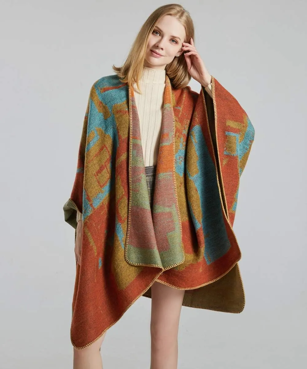 Women's Shawls and Wraps Open Front Poncho Cape Winter Sweater