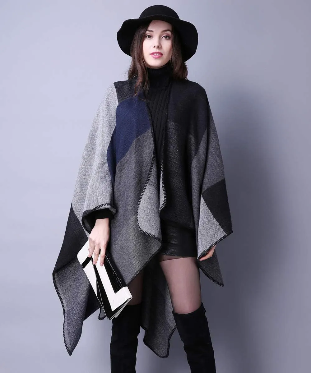 Women's Shawls and Wraps Open Front Poncho Cape Winter Sweater