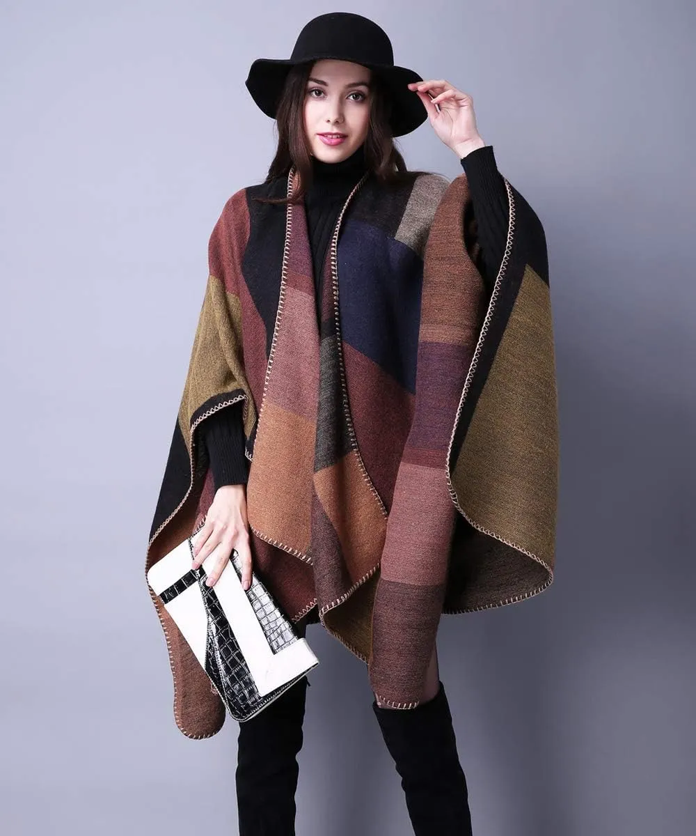 Women's Shawls and Wraps Open Front Poncho Cape Winter Sweater