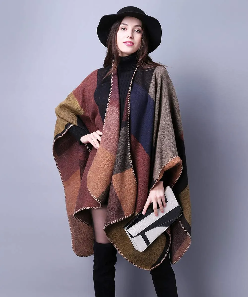 Women's Shawls and Wraps Open Front Poncho Cape Winter Sweater