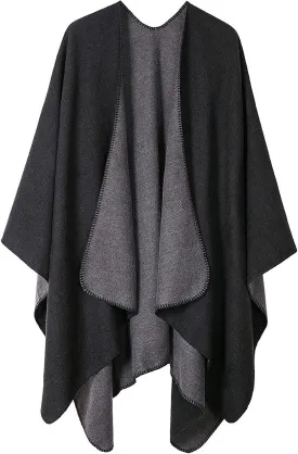 Women's Shawls and Wraps Open Front Poncho Cape Winter Sweater