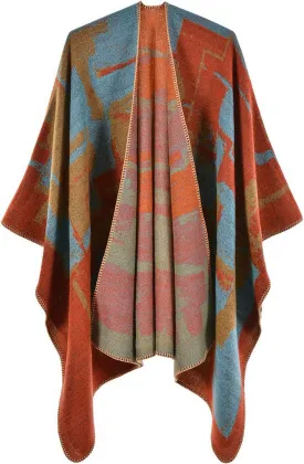 Women's Shawls and Wraps Open Front Poncho Cape Winter Sweater