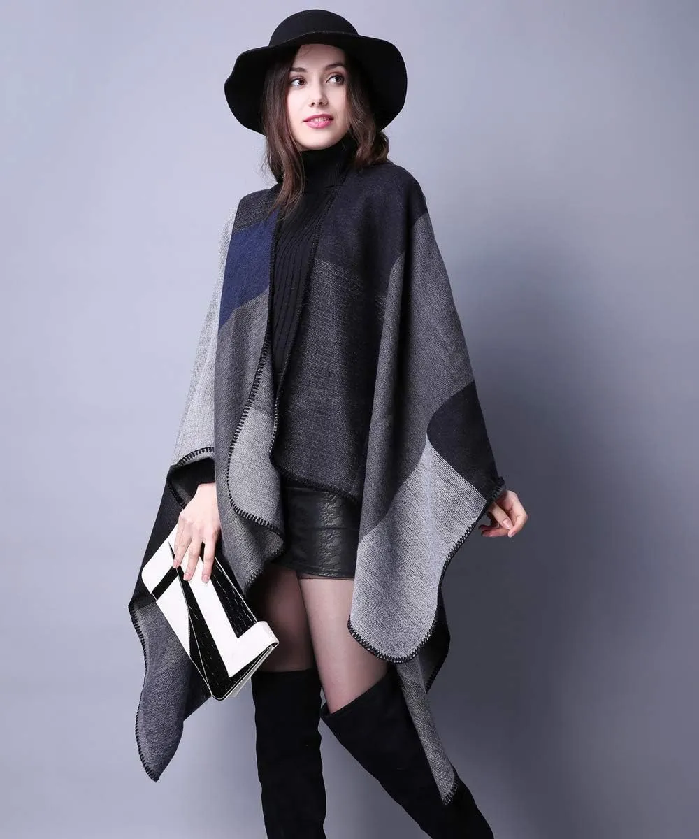 Women's Shawls and Wraps Open Front Poncho Cape Winter Sweater