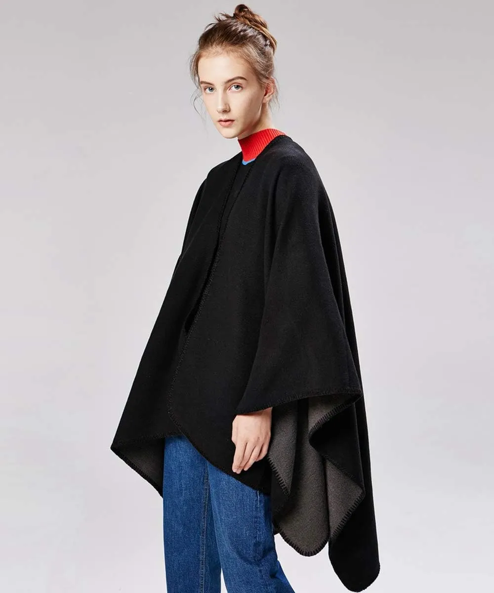 Women's Shawls and Wraps Open Front Poncho Cape Winter Sweater