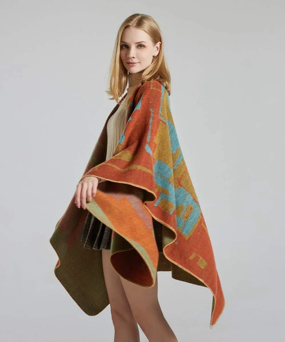 Women's Shawls and Wraps Open Front Poncho Cape Winter Sweater