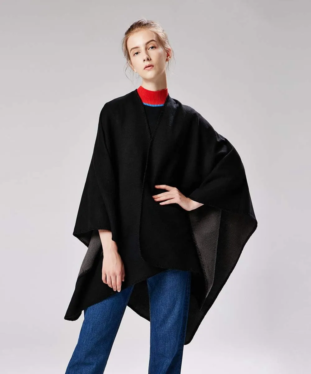 Women's Shawls and Wraps Open Front Poncho Cape Winter Sweater
