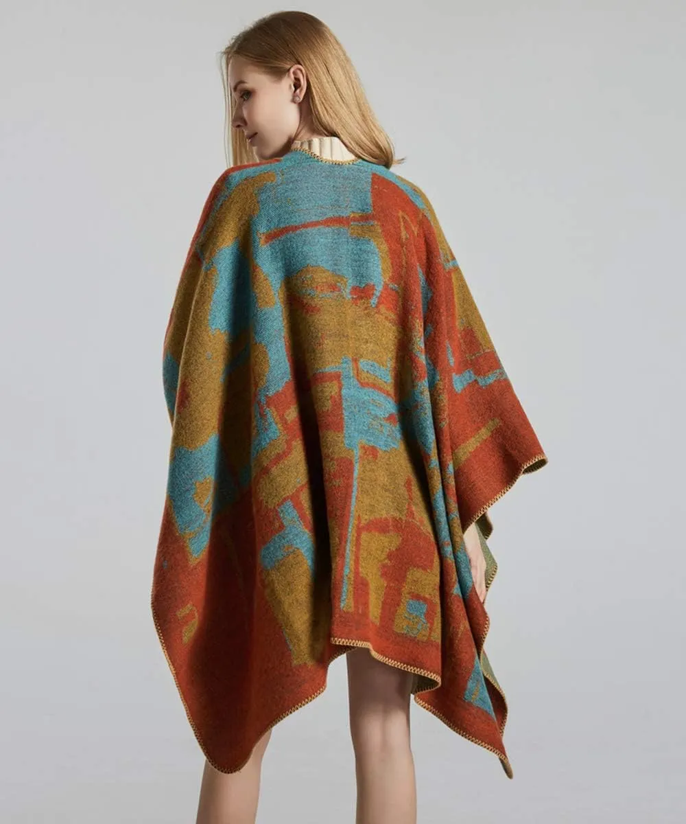 Women's Shawls and Wraps Open Front Poncho Cape Winter Sweater