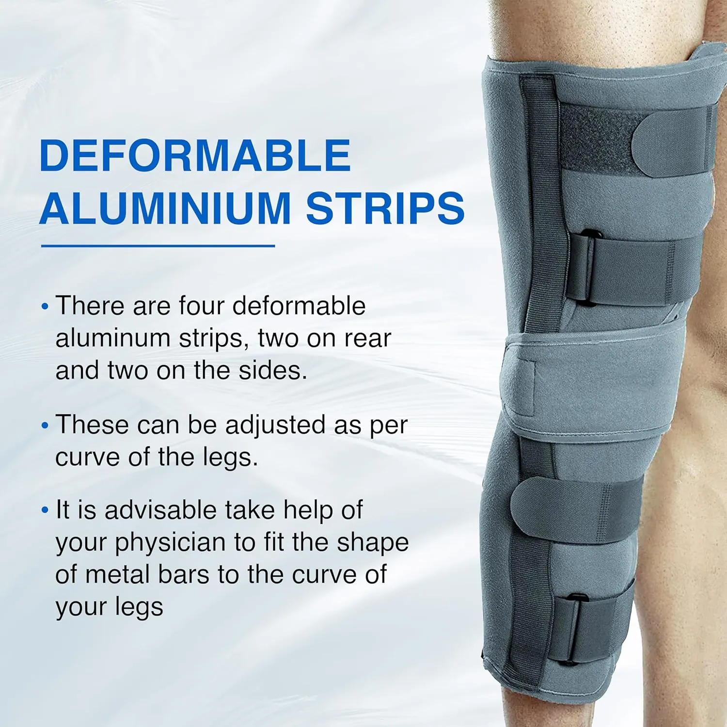 Wonder Care Knee Immobilizer Brace for Knee support for dislocation injuries ligament tear wraparound knee stabilizer splint for men & women (19 long) Grey-2XL