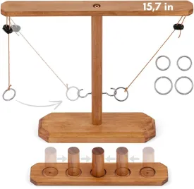 Wooden Hook and Ring Toss Game - Large 15.7" x 13" - Indoor/Outdoor Fun for Adults, Bars, Home & Parties