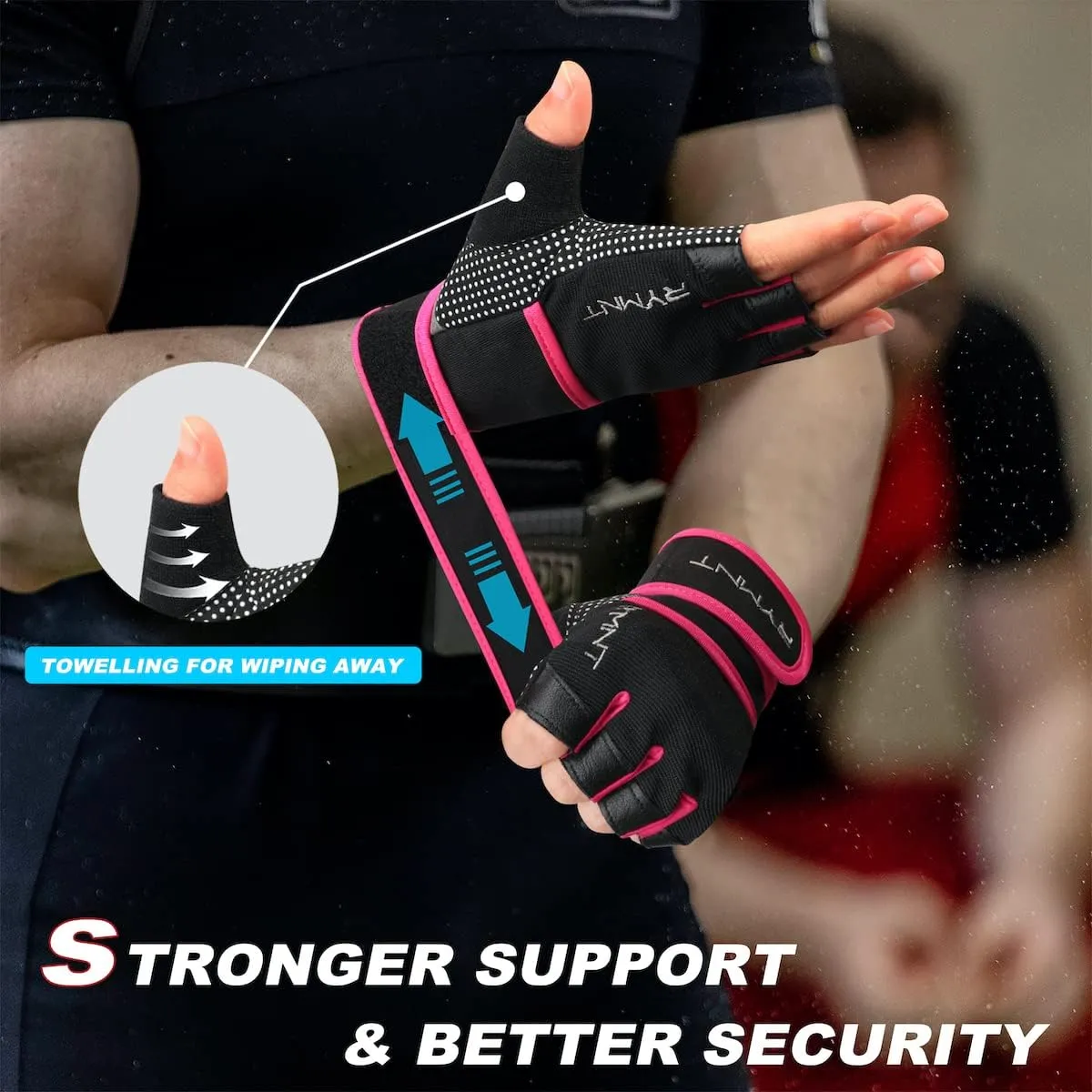 Workout Gloves with Wrist Wrap Support, Weight Lifting Gloves with Full Palm Protection & Extra Grip for Men Women Gym Exercise, Fitness, Weightlifting, Pull ups