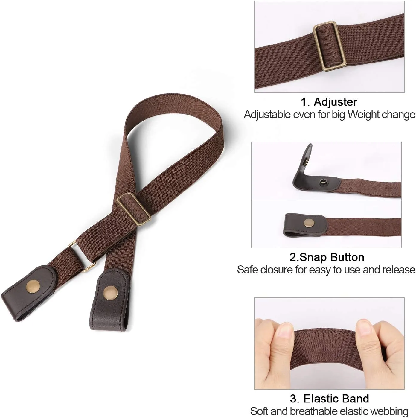XZQTIVE Women/Men Buckle-Free Elastic Belt for Jeans, Ladies Invisible Belt Fits Waist 24-48 inches