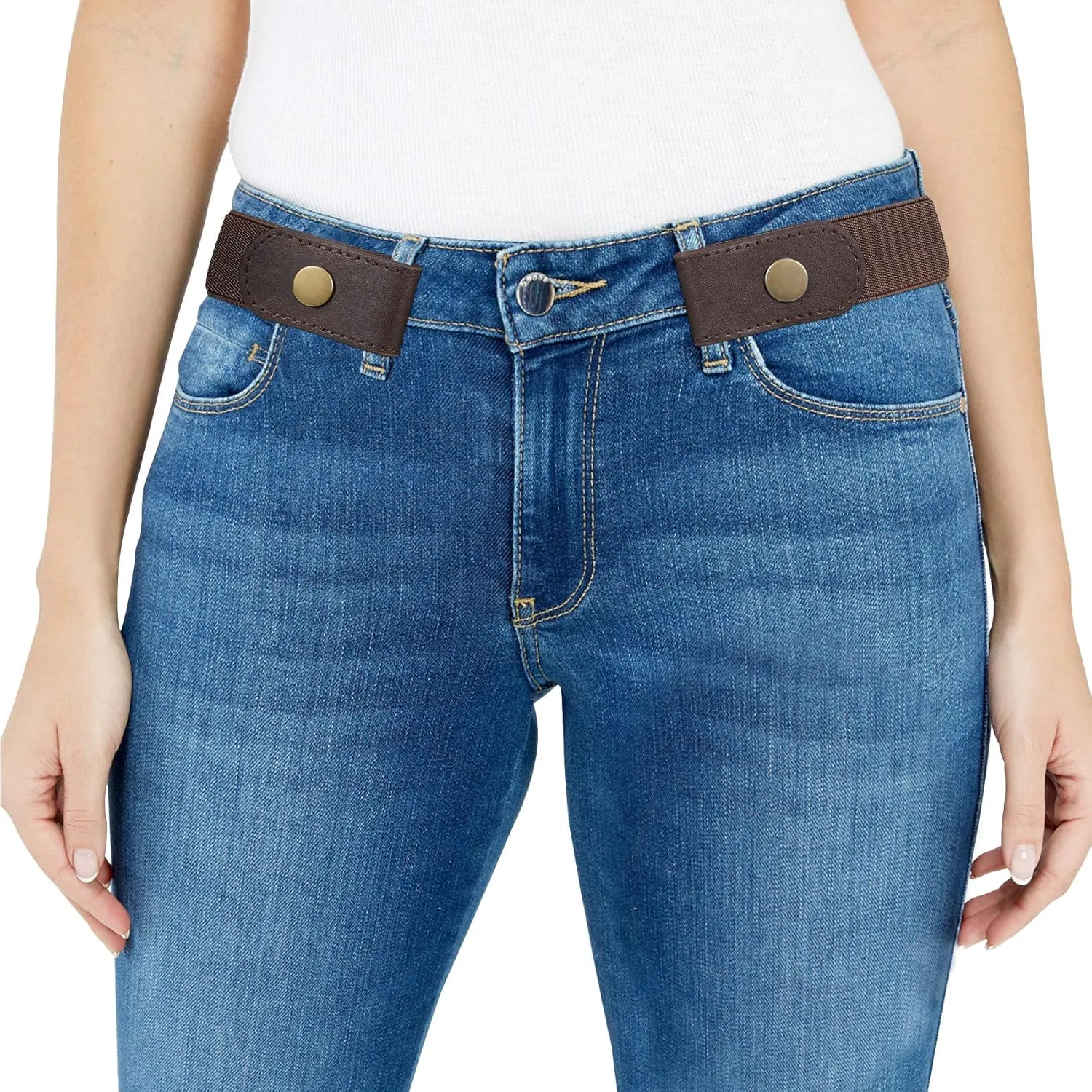 XZQTIVE Women/Men Buckle-Free Elastic Belt for Jeans, Ladies Invisible Belt Fits Waist 24-48 inches