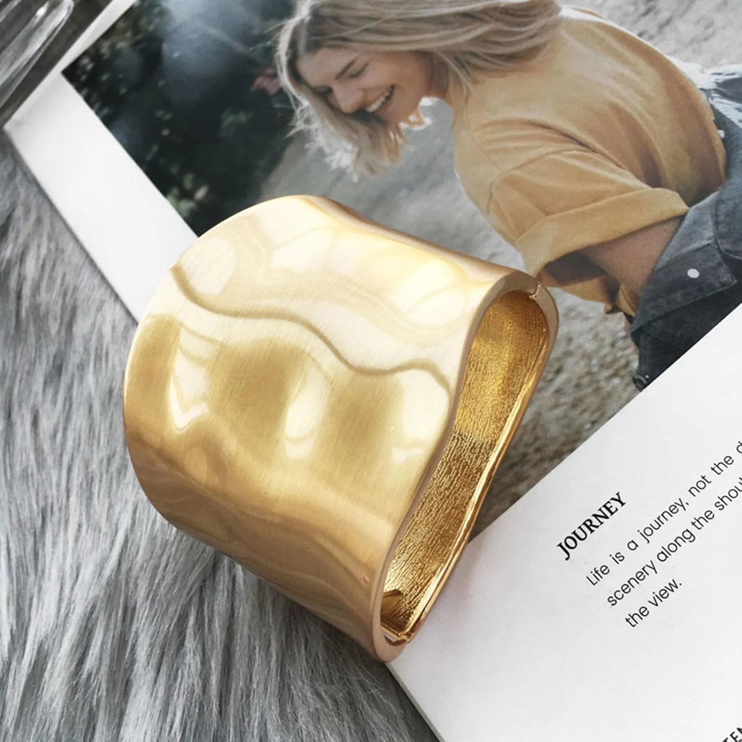 YBMYCM Wide Cuff Chunky Gold Bracelets for Women Open Cuff Bangles Adjustable Wrist Cuff Bracelets for Women