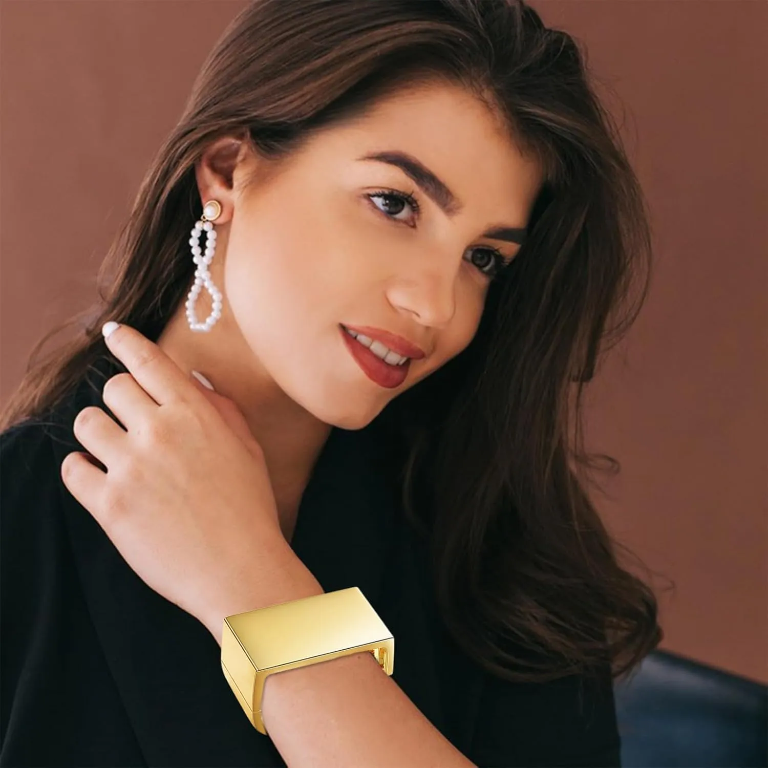 YBMYCM Wide Cuff Chunky Gold Bracelets for Women Open Cuff Bangles Bling Rhinestone Wrist Cuff Bracelets for Women as Gifts
