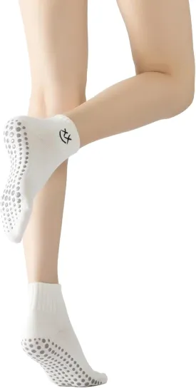 Yoga Pilates Socks with Grips for Women Non Slip Colorful Cushioned Ankle Socks for Barre Ballet Dance