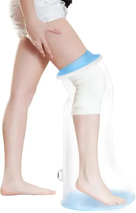 YUNCHI Waterproof Leg Cast Cover for Shower Adult with Non-slip Bottom, Reusable Watertight Cast Protector for Shower Leg for Ankle, Foot, Knee Injuries - Half Leg Covers 28x14